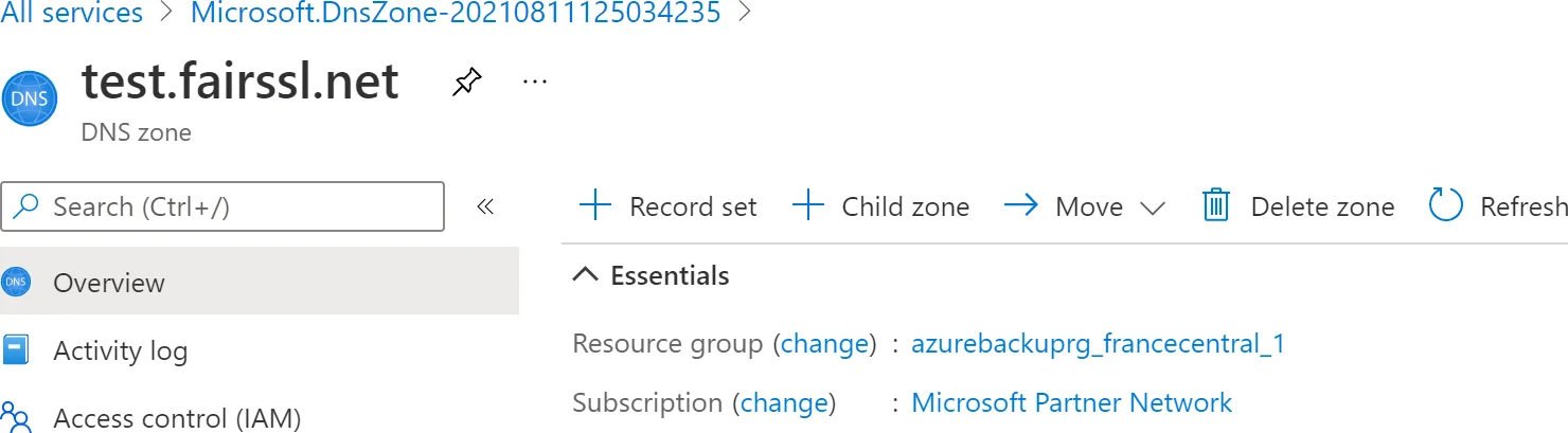 New Dns Record Azure