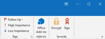 Outlook Ribbon med Sign och Encrypt