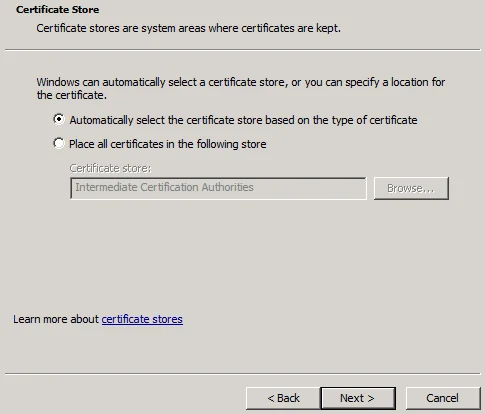 Automatically Select Store Intermediate