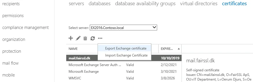 Exchange: PFX-import