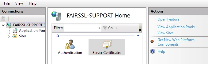 Open Server Certificate