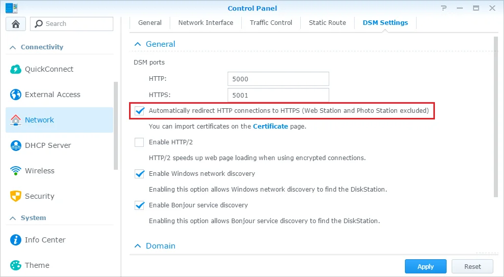 Aktiver automatisk HTTP til HTTPS redirect